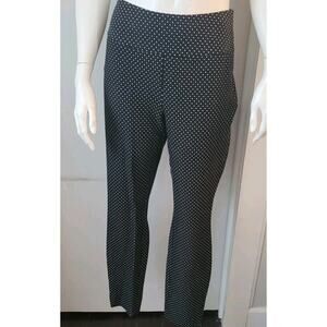 Cabi Pants Sz. 6 Seaside Chic Polka Dot Trouser Ankle Side Zip Black White